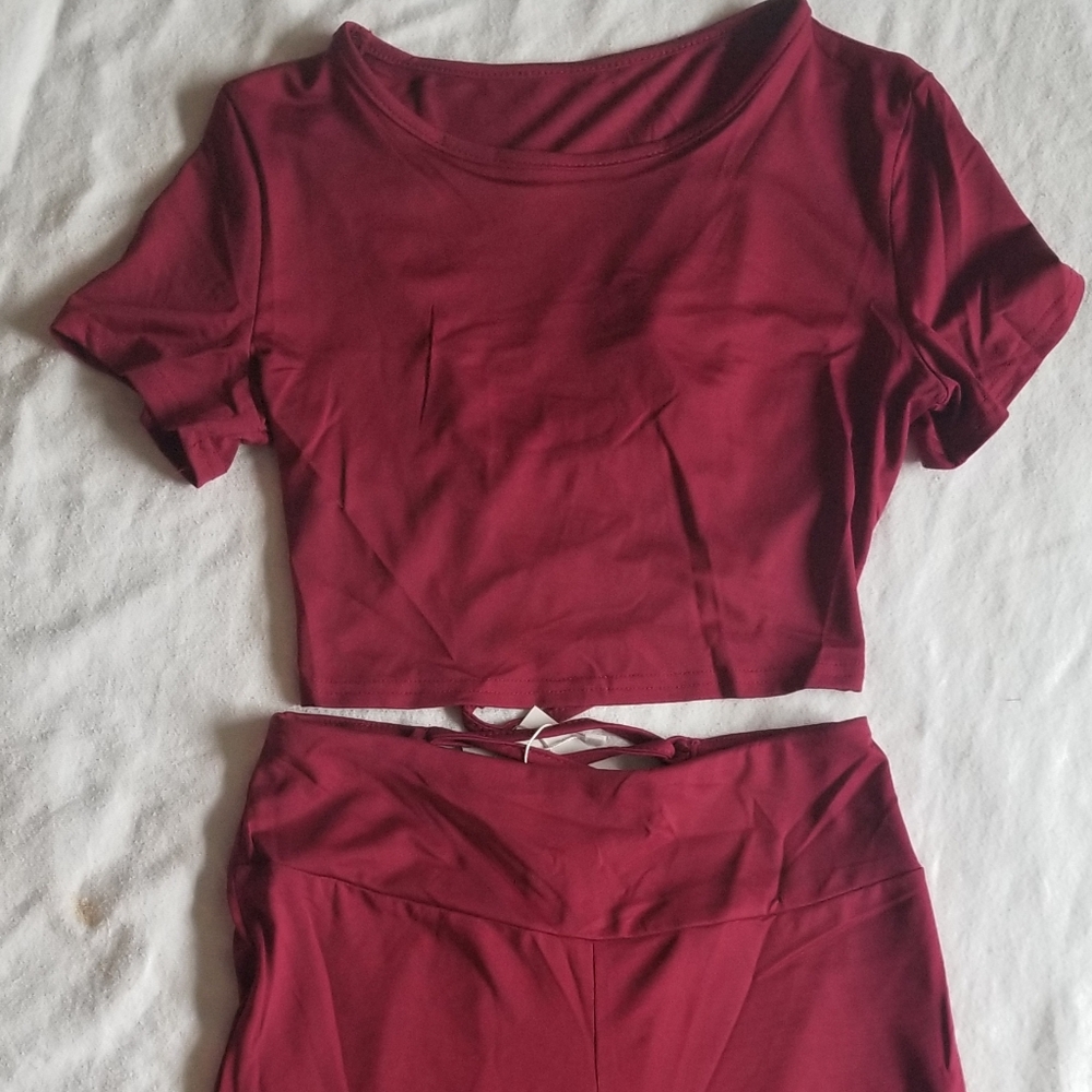 Casual O-Neck Short Sleeve Back Drawstring Crop Hi - Picture 6 of 8